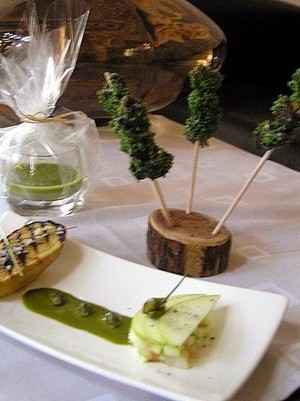 Cagouilles aux herbes sauvages, pommes de Terre et crème pistachée