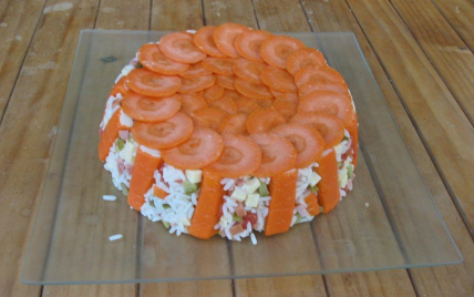 Gâteau de riz, salade composée