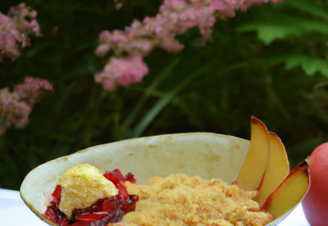 Crumble glacé minute aux pommes et poires des Vergers d'lle-de-France et coquelicot de Nemours