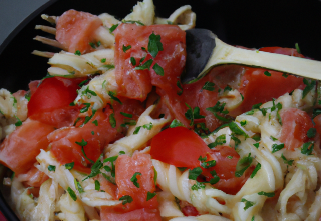 Pâtes au saumon tomatées