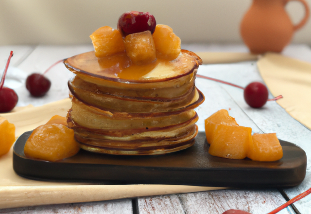 Blinis au sucre, fruit caramélisés