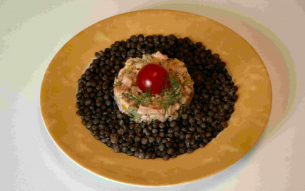 Tartare de saumon et sa salade de lentilles