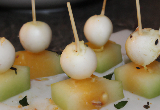 Brochettes de melon et sa suite