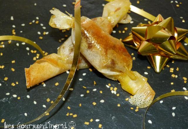 Papillotes de foie gras aux miel et pain d'épices