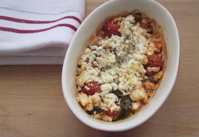 Gratin de courgettes, tomates cerises et féta