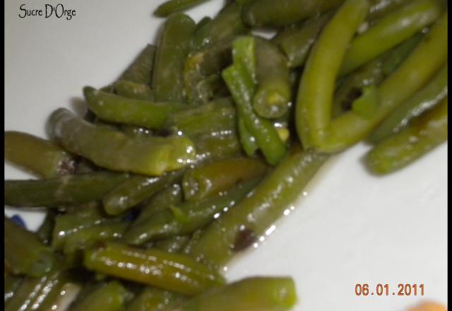 Haricots verts cuits au court bouillon aux algues