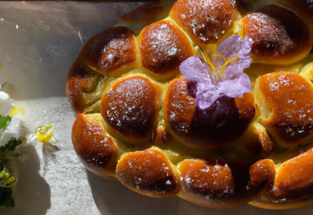 Brioche salée en fleurs à partager entre amis