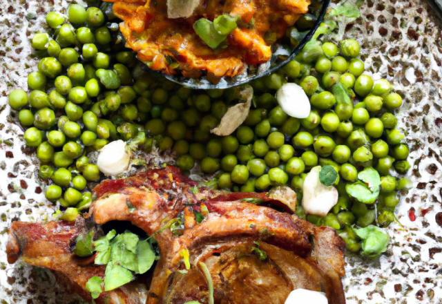 Côte de porc au tandoori et finesse de pois gourmands