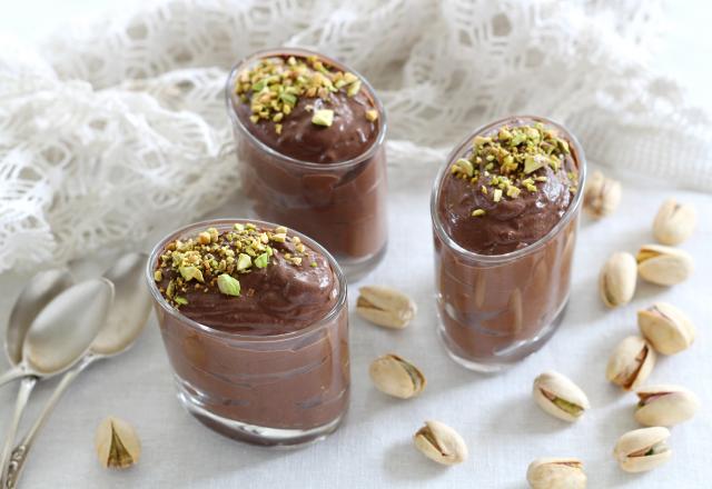 Mousse au chocolat vegan aux pistaches