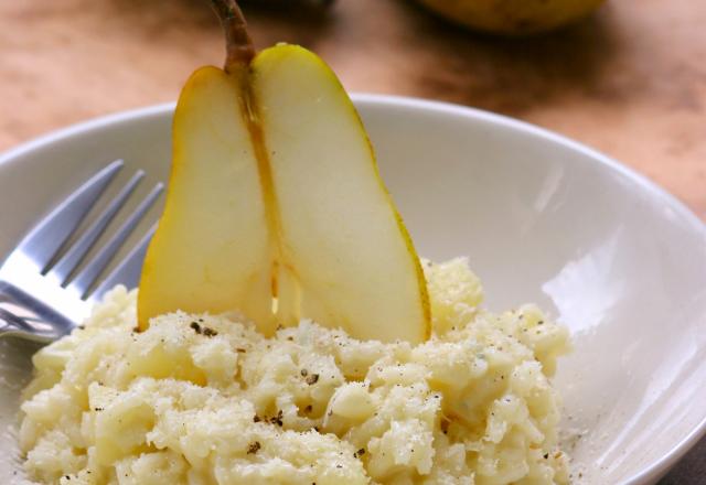 Risotto crémeux aux poires et fromage bleu