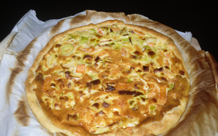 Tarte saumon sur lit de poireaux