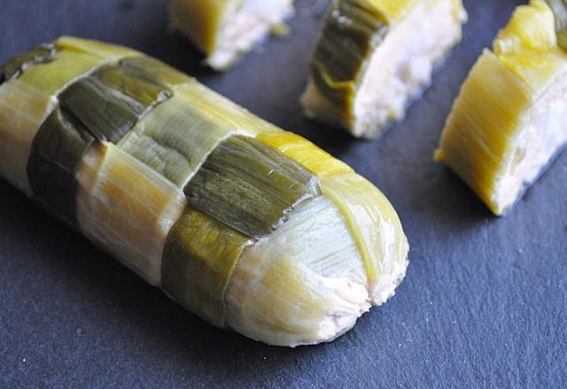 Tresse de poireaux et sa mousse de saumon