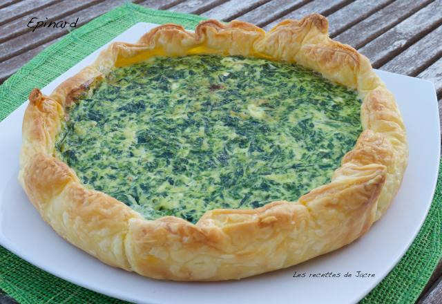 Tarte épinard, feuilles de chêne et philadelphia