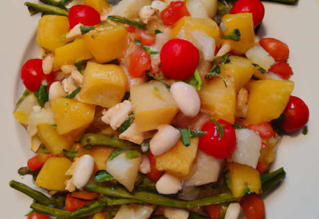 Salade de haricots de soissons au haddock, tomate ananas et estragon