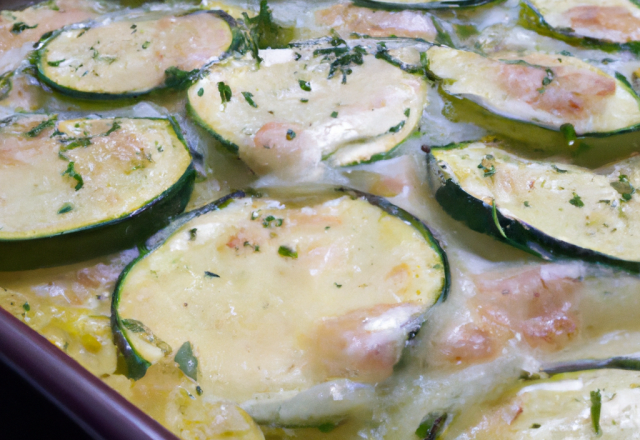 Gratinée de courgettes chèvre-lard