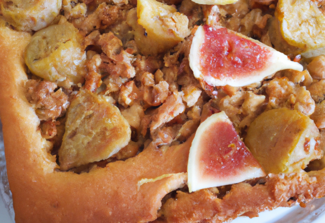 Cake poulet, figues, échalotes