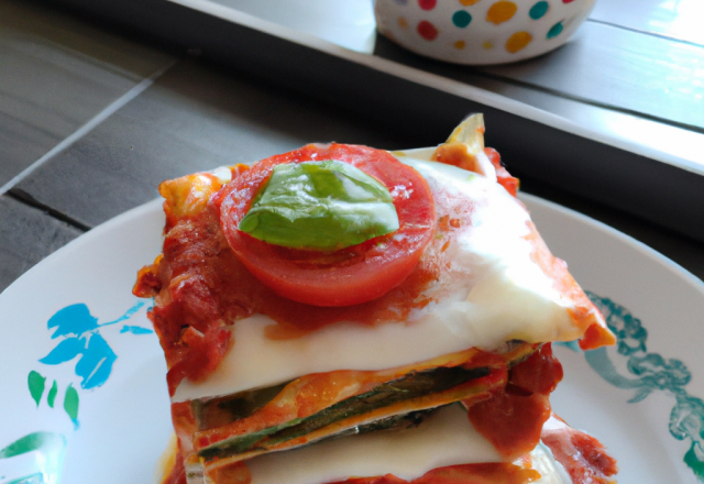 Lasagnes tomate mozzarella et pesto