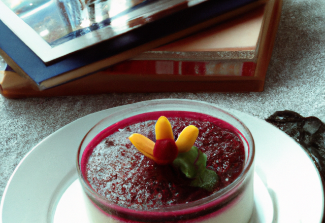 Mousse de tapioca au coulis de fruits rouges