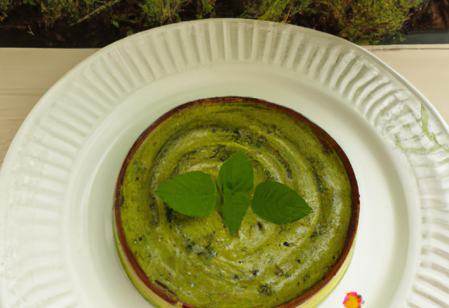 Flan de courgettes à la menthe et au coulis sucré