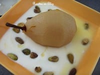 Poire au safran et son yaourt au miel