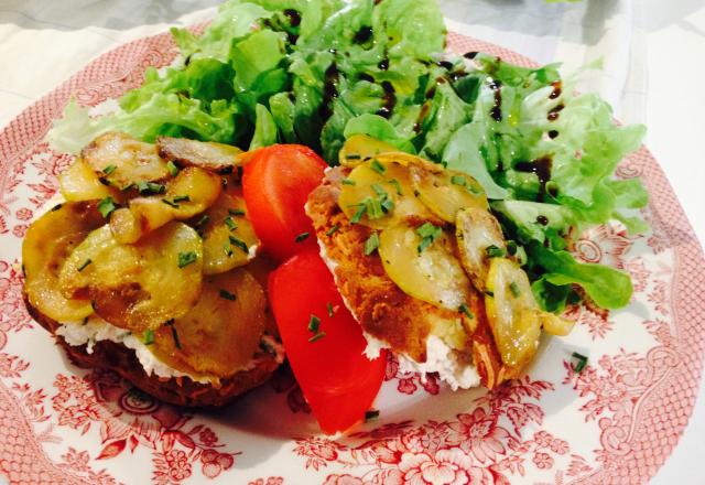 Gougères burger aux rillettes de poulet et courgettes