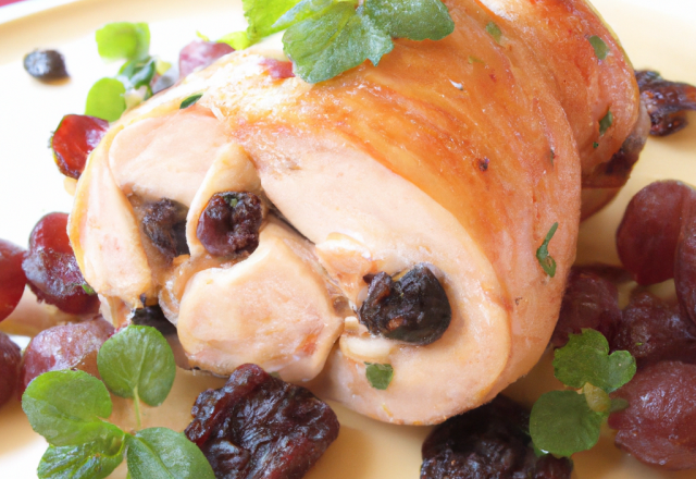 Poulet farci aux raisins frais