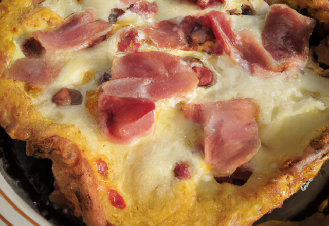 Clafoutis au jambon cru, mozzarella et pignons