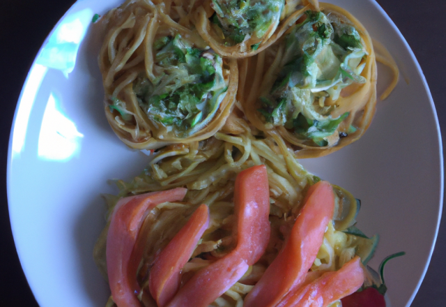 Spaghettis vertes au Philadelphia et au saumon fumé