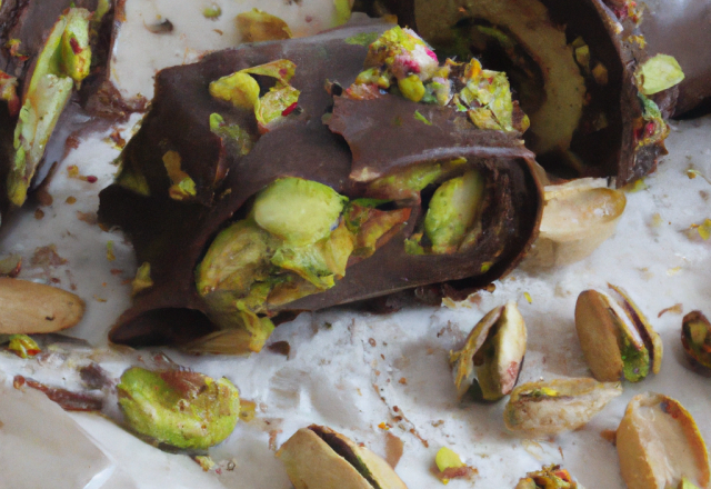 Bûche au chocolat et aux pistaches