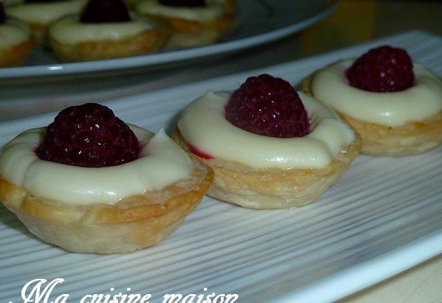 Mini tartelettes chocolat blanc et framboises