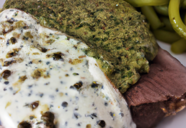 Steak au poivre vert et boursin