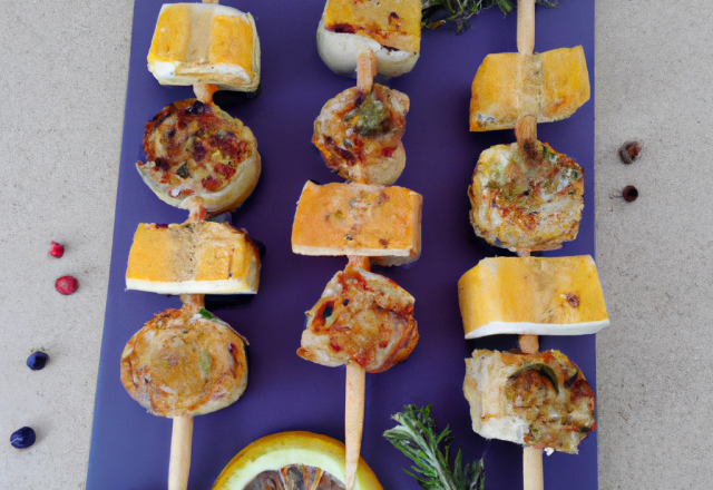 Brochettes de noix de saint Jacques au romarin et citron