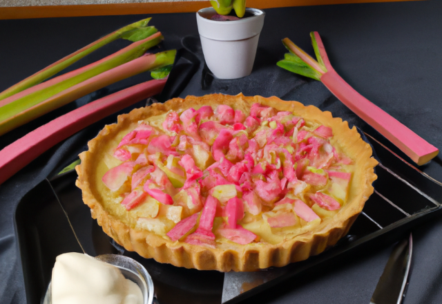 Tarte à la rhubarbe à la crème vanillée