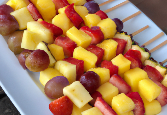 Brochettes de fruits frais à la vanille