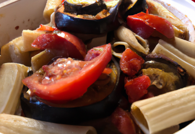 Pennes aux tomates et aux aubergines