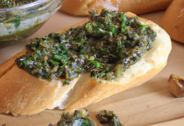 Baguette à la tapenade verte