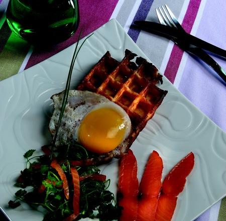 Gaufre de Chérie avec sa julienne de saumon facile