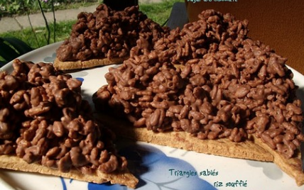 Triangles sablés, riz soufflé au chocolat