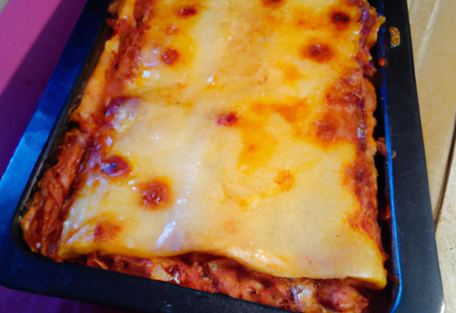 Lasagnes, sauce bolognaise et jambon