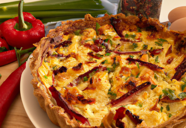 Quiche au chèvre, pommes et piment d'Espelette