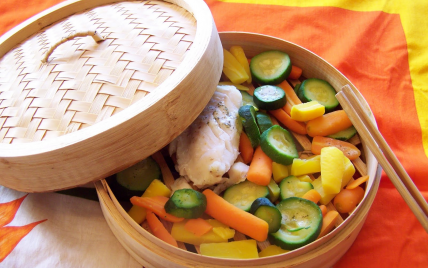 Dos de cabillaud vapeur et légumes croquants au beurre de basilic