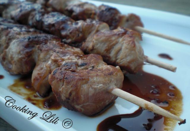 Brochettes de porc façon yakitori