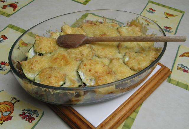 Gratin de viande et courgettes