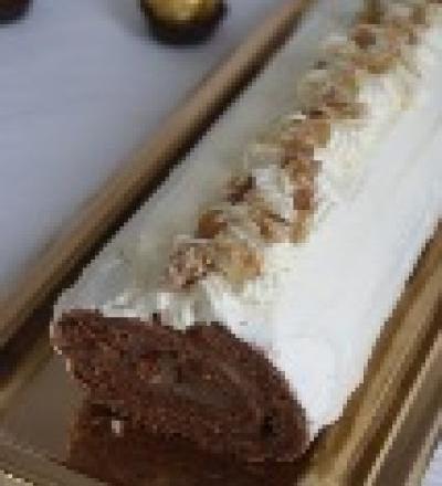 Bûche aux marrons, ganache chocolat blanc