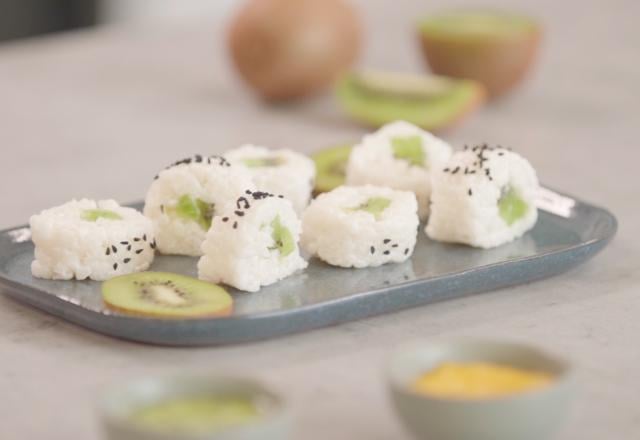 Makis sucrés au  Kiwi de l’Adour IGP et lait de coco