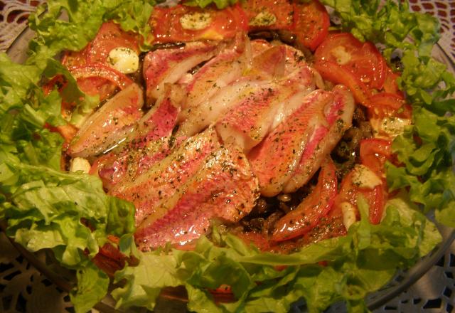 Filets de rougets  à la vapeur et gratinés au four