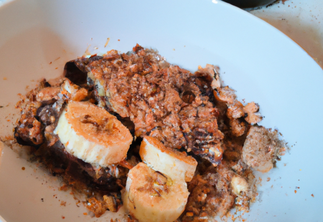 Crumble à la banane et cœur au Nutella