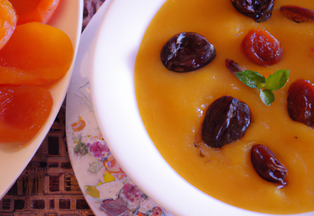 Soupe d'abricots et raisins aux épices