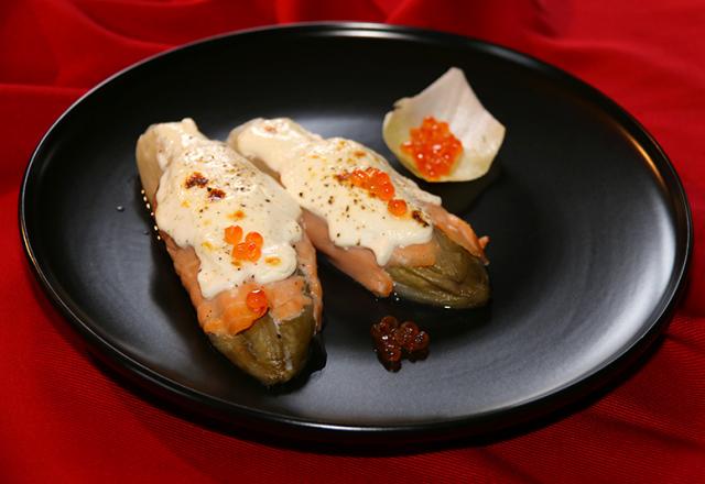 Endives gratinées au saumon et au mascarpone