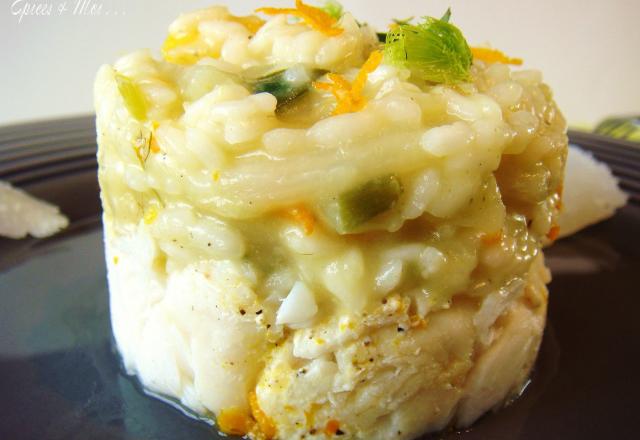 Risotto au fenouil, orange, et cabillaud